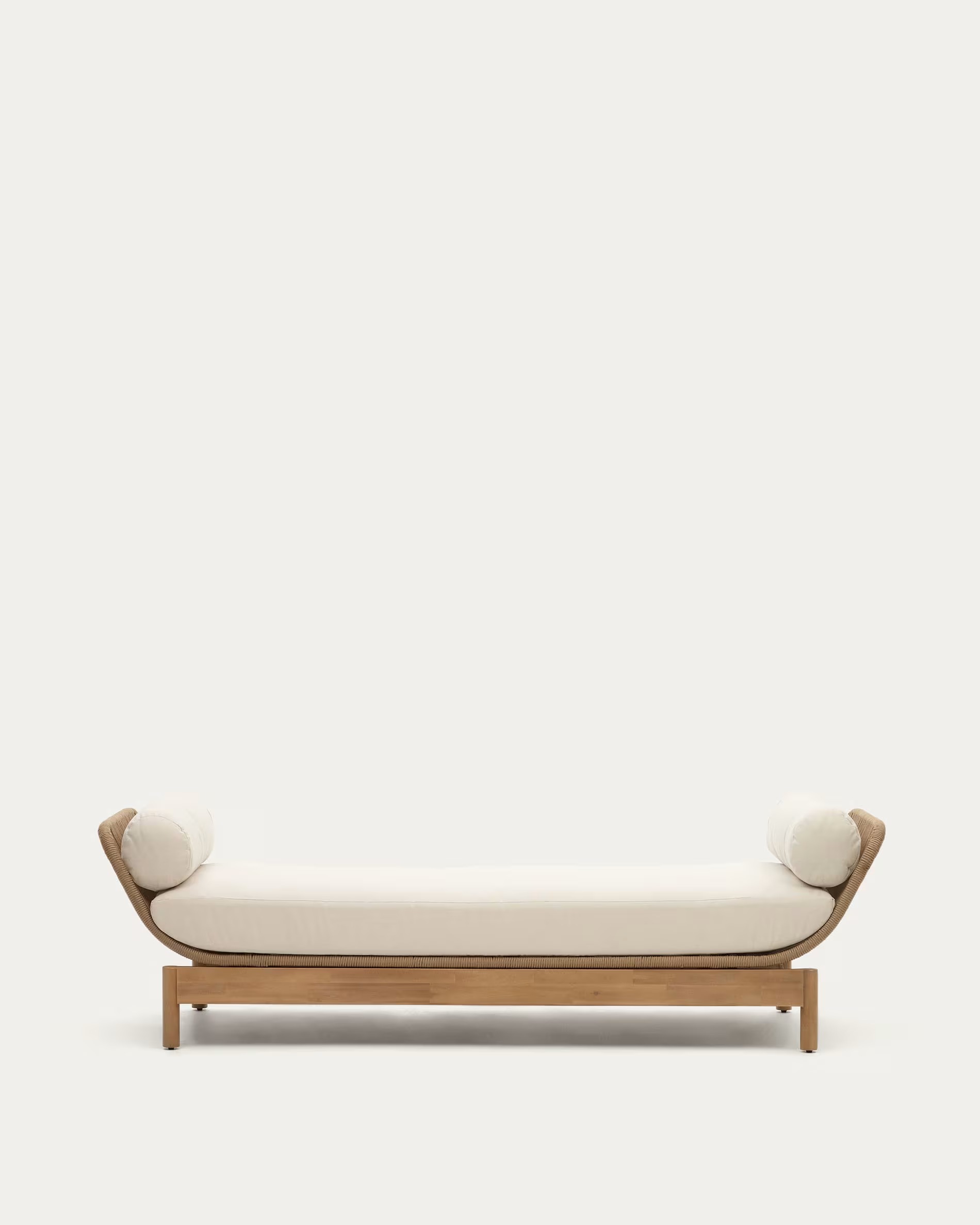 Diván Catalina de cuerda beige y madera maciza de acacia FSC 100%