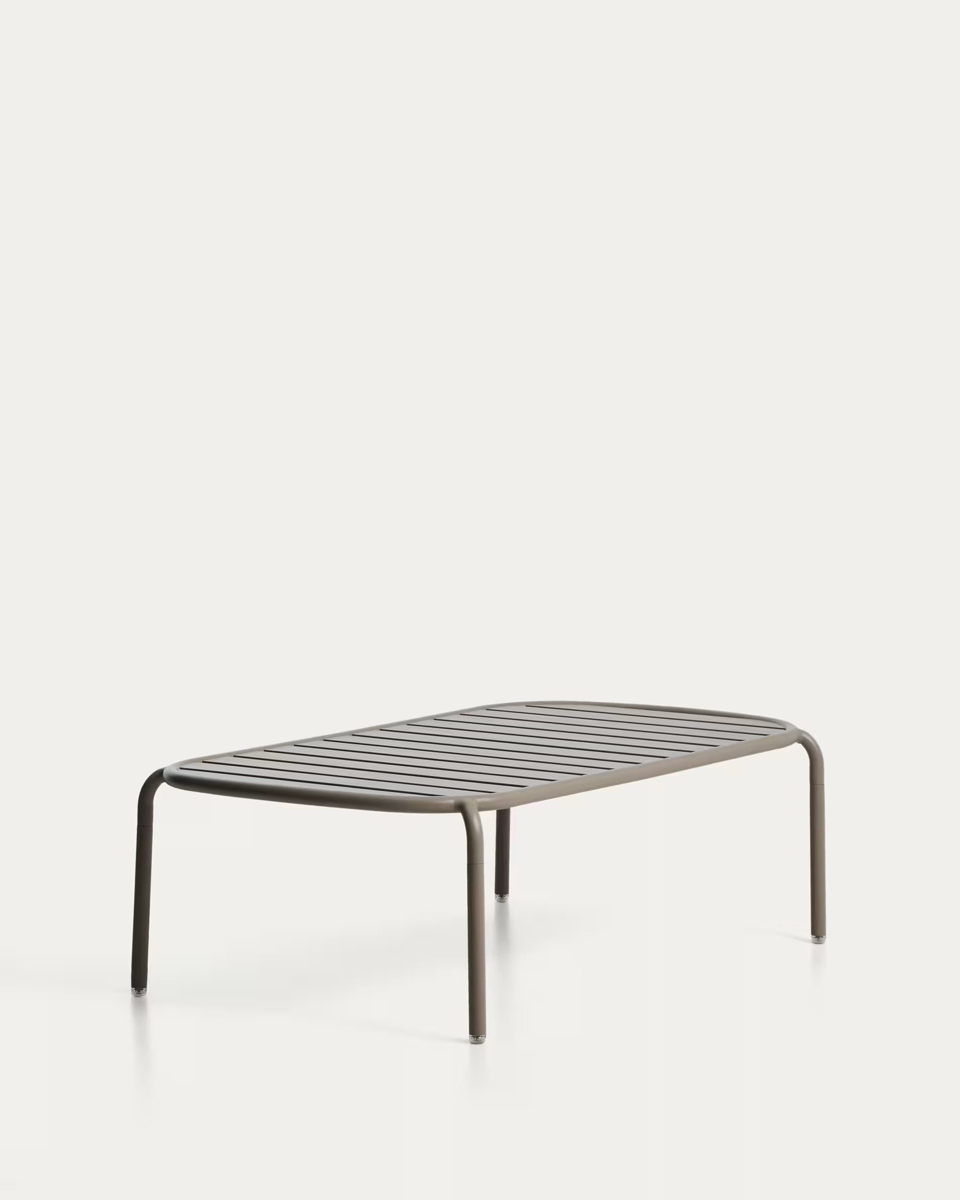 Mesa de centro exterior Joncols de aluminio con acabado pintado topo Ø 113 x 65 cm.