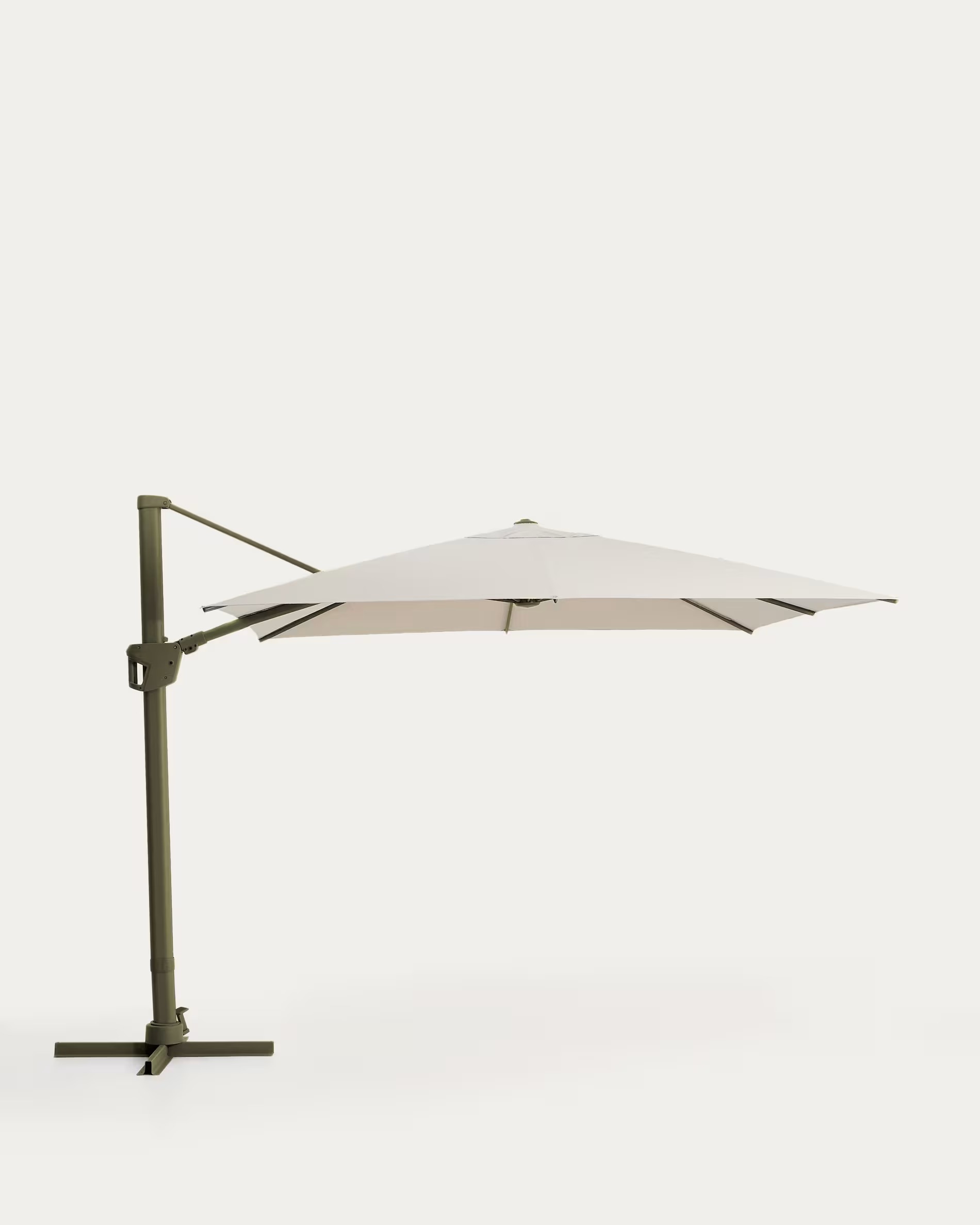 Parasol excéntrico Noli beige con estructura de aluminio verde 300 x 420 cm